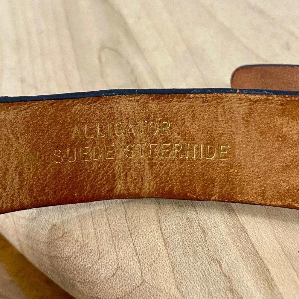Vtg Hickok Pioneer Custom Tailored Alligator Suede Steerhide Dress Belt Sz 34